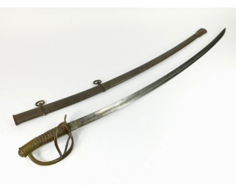 AMERICAN CIVIL WAR SWORD. An American Civil War cavalry sword & scabbard by Roby of Chelmsford Massachusetts. Stamped 'US 64 