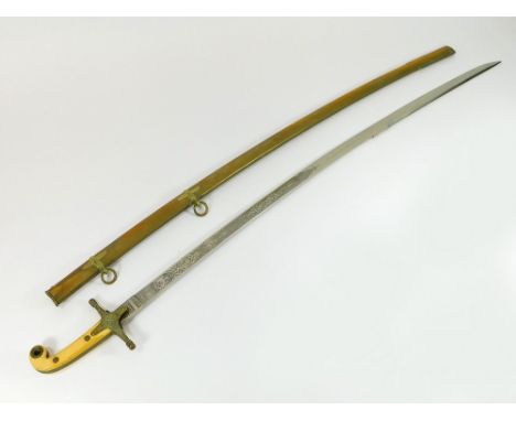 MAMELUKE HILTED SWORD. A General Officers Mameluke hilted sword & scabbard. Total length 99cm. Condition: Very good. Conditio