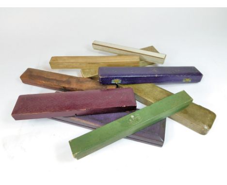 HAT PIN BOXES. Nine various hat pin boxes.  Please note that all items in this auction are previously owned & are offered on 