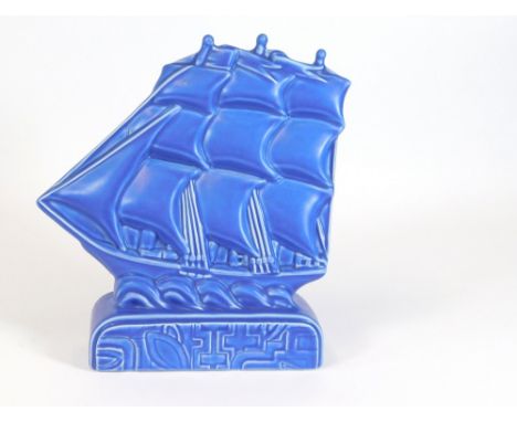 POOLE STUDIO. A Poole Studio pottery sailing ship, after Harold Stabler. Stamped mark to base. Height 27cm.  Please note that