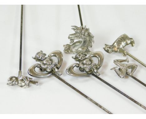 LINCOLN IMP ETC. A pair of Charles Horner, hinged Lincoln Imp hat pins & one other smaller Lincoln Imp hat pin. Also, a hinge