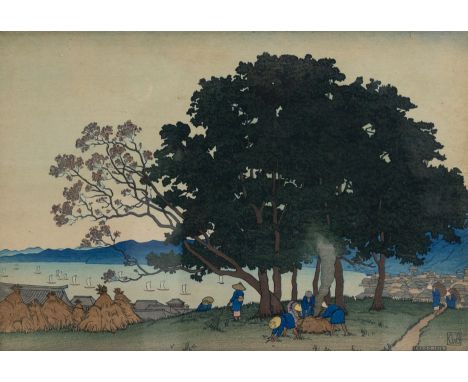 CHARLES WILLIAM BARTLETT (1860-1940) Woodblock print on paper of Japan, Tokio Bay From Negishi, early 20th century, signed lo