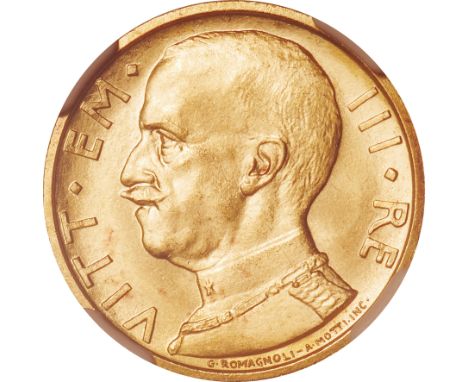 ｲﾀﾘｱ (Italy) / ｴﾏﾇｴｰﾚ3世像 50ﾘﾚ金貨 1932年(R X) KM71 / 未使用+ / Emanuele III 50 Lire Gold / UNC+ / NGC MS64+ / 4.40g / 21.00mm / .90