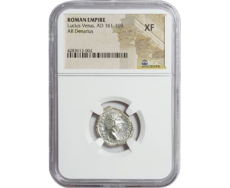 古代ｺｲﾝ (Ancient Coin) / ﾙｷｳｽ･ｳｴﾙｽ帝 ﾃﾞﾅﾘｳｽ銀貨 AD161-169 / 極美 / Lucius Wealth Denalius Silver / EF / NGC XF / 3.23g