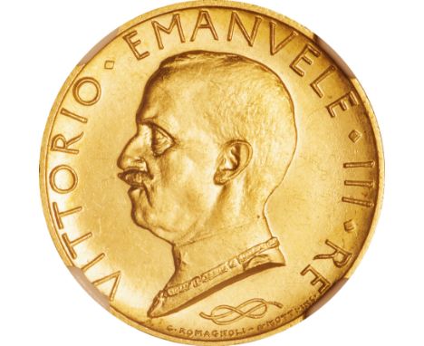 ｲﾀﾘｱ (Italy) / ｴﾏﾇｴｰﾚ3世像 100ﾘﾚ金貨 1933年(R XI) KM72 / 未使用 / Emanuele III 100 Lire Gold / UNC / NGC MS64 / 8.80g / 25.00mm / .90