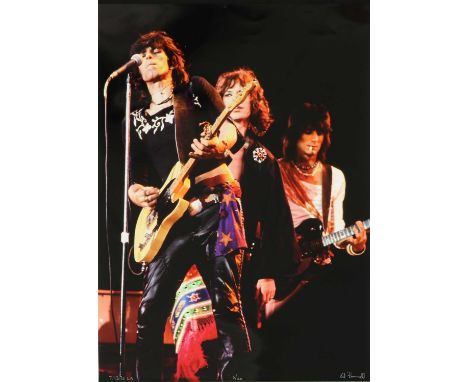 Ed Finnell (American, b.1956)'Keith Richards, Mick Jagger and Ronnie Wood - The Rolling Stones, Tour of the Americas'Los Ange