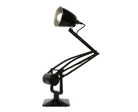 An Hadrill &amp; Horstmann anglepoise lamp,with an enamelled metal shade and frame with counter balance, 89cm high (extended)
