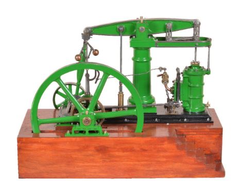 An exhibition standard model of a live steam ‘Model Engineer’ beam engine, built from Reeve’s castings and having turned cent