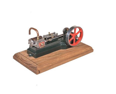 A model of a Stuart Turner S50 horizontal mill engine, being of open balanced crank design with cross-head guides, eccentric 