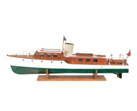 An exhibition standard model of the live steam cabin Cruiser “Barbara”, built to the drawings by John L. Langford, printed an