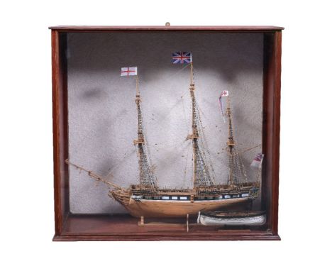 A scale model of HMS Unicorn Frigate 1790, built by the late Mr Ivor Dolling of Chesham and being of three mask build with fu