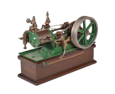 A fine exhibition quality model of a Stuart Turner No 9 horizontal mill engine, the single cylinder clad with metal lagging, 