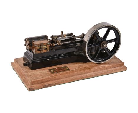 A Stuart Turner model S50 horizontal live steam mill engine, on plinth 25cm x 12cm.