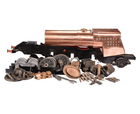 A part built 5 inch gauge model of a Merchant Navy Class tender locomotive, comprising a part built rolling chassis, front bo