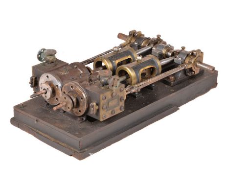 A Late Victorian twin simple horizontal live steam engine, this would appear to be an original full size engine with twin cen