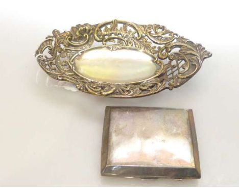 Victorian silver bon bon dish and cigarette case (2)