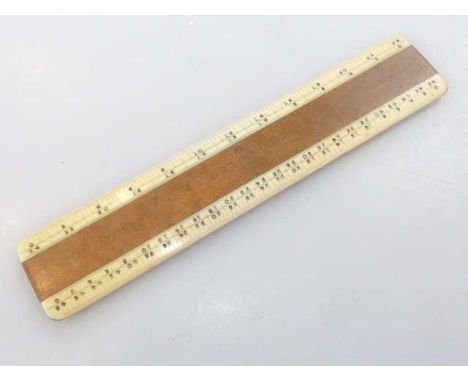 Vintage ivory and boxwood ruler