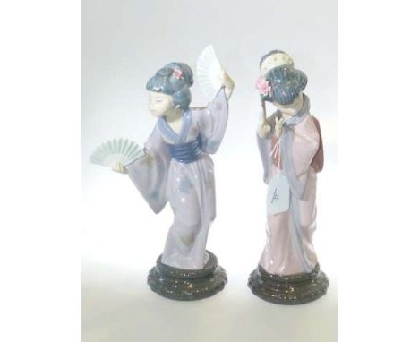Lladro: two figures of girls in Oriental dress