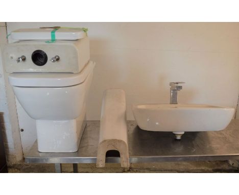 Ex-display toilet &amp; hand basin with a stainless steel sink (unused)&nbsp;