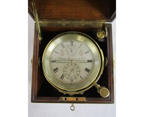 Victorian marine chronometer by Whyte,Thomson &amp; Co 'Makers to the Admiralty' Glasgow, numbered 4492, with subsidiary stat