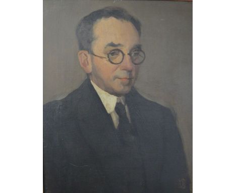 Oil on canvas portrait of Herbert Rollett by Jack Gibson. Provenance from the estate of a descendant of Herbert Rollett. Fram