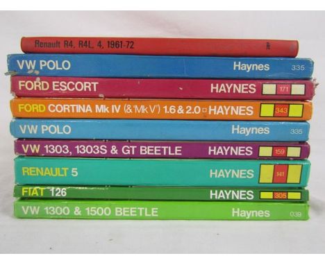 Collection of Haynes manuals includes - VW 1303, 1303s &amp; GT Beetle, VW Polo, Renault 5 etc also a Renault 4 1961-72 manua