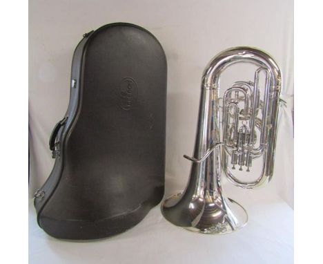 Tuba with later applied engraving 'Boosey and Hawkes Sovereign' (which it is not)&nbsp;in Besson hard case
