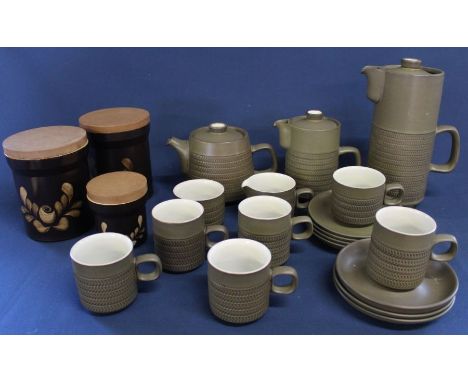 Denby Chevron part coffee / tea service &amp; 3 Denby Bakewell kitchen canisters&nbsp;