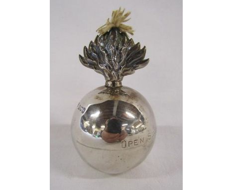 Early 20th century silver&nbsp;ball bomb table lighter,&nbsp;possibly Joseph Braham London 1906, presented to 'Open Singles, 