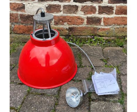 Astro Titan pendant industrial light fitting in red enamel