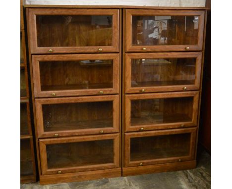 Pair of modern Globe Wernicke style bookcases with up &amp; over glass doors Ht 154cm L 75cm