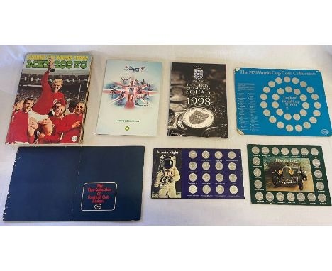 Collection of football and animal stamp albums, The Esso Collection of Football Club Badges, two 1998 Official England Squad 