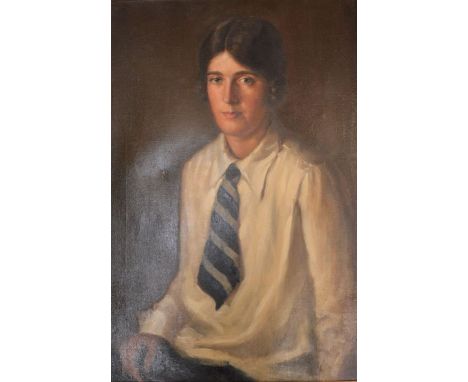 Large oil on canvas portrait of Kathleen Rollett (daughters of Herbert Rollett) attributed to Vincent Galloway (page 41 'Linc