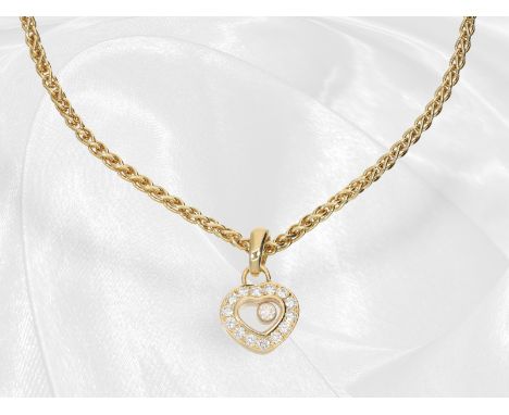 Kette/Collier: hochwertiger Markenschmuck von Chopard, Kette mit Herzanhänger "Happy Diamonds": Ca. 41,5cm lang, ca.11,6 g, 1