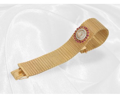 Armbanduhr: Attraktive, seltene vintage Schmuckuhr von Jaeger LeCoultre, besetzt mit Rubinen/Diamanten: Ca. 18cm lang, ca. 67