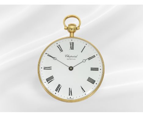 Taschenuhr: hochwertige vintage Frackuhr von Chopard: Ca. Ø 42mm, ca. 45,5g,18K Gold, elegante flache Gehäuseform mit schmale