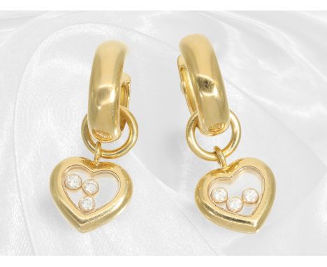 Ehemals sehr teurer, luxuriöser Ohrschmuck aus dem Hause "Chopard", Happy Diamonds, Zertifikat/Rechnung: Ca. 33 x 13mm, ca. 1
