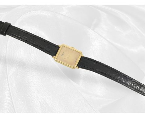 Armbanduhr: seltene vintage Chopard "Mini" Ref. 5171, 80er Jahre: Ca. 23 × 16 mm, 18K Gold, Referenz 5171, Quarzwerk, Lederar