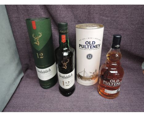 Two bottles of Single Malt Scotch Whisky, Glenfiddich 12 Year Old 40% vol, 70cl and Old Pultney 12 Year Old 40% vol, 70cl, bo