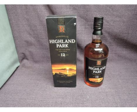 A bottle of Highland Park 12 Year Old Single Malt Scotch Whisky, 40% vol, 70cl in card box