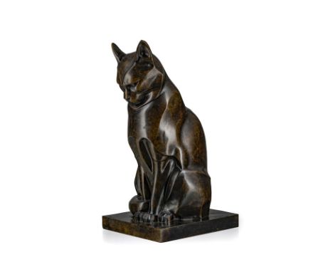 Édouard Marcel Sandoz (1881-1971),  Chat assis , 1926, sculpture en bronze, signée et marquée  1ère Epreuve , cachet de fonde