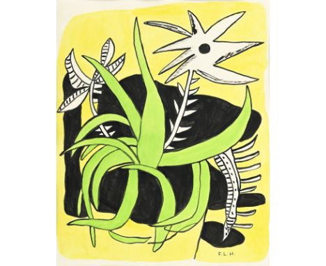 Fernand Léger (1881-1955), Nature morte, 1948, gouache et encre de Chine sur papier, monogrammée et datée, 61,5x50,5 cm (à vu