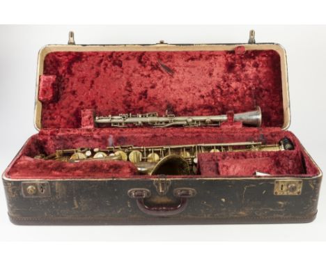 HENRI SELMER, PARIS, FRENCH MADE TENOR SAXOPHONE, gold plated and engraved, in fitted case with crimson plush lined interior,