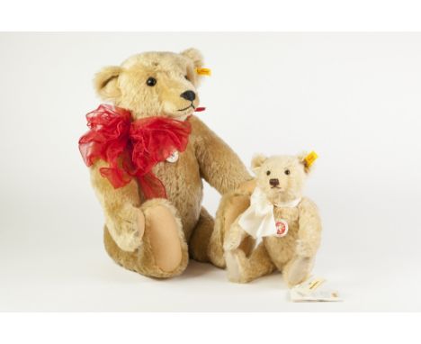 TWO STEIFF 'CLASSIC' MOHAIR TEDDY BEARS, comprising: 1906, with red ribbon and growler, 20" (51cm) high, and 004230, with cre