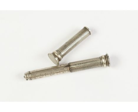 JOHN SHELDON (1802-1863) WHITE METAL ENGINE TURNED 'THE POCKET TELESCOPIC LETTER BALANCE' inscribed 'John Sheldon' 