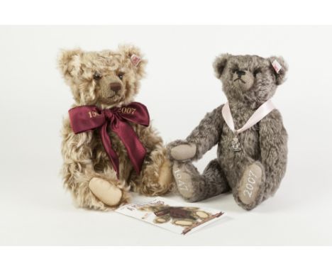 TWO STEIFF 'COMMEMORATIVE' TEDDY BEARS, comprising: 1907-2007, and 1947-2007, 11" (28cm) high, (2)