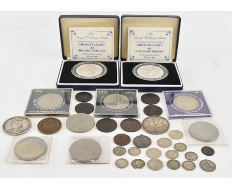 ROYAL MINT; two cased silver proof Royal Wedding coins, commemorating the marriage of HRH Prince Andrew and Miss Sarah Fergus