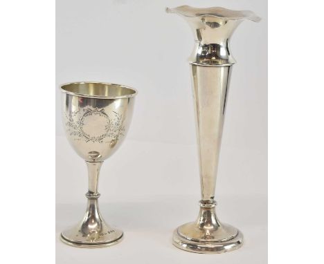 BRITTON, GOULD &amp; CO; a George V hallmarked silver goblet, Birmingham 1929, height approx 15cm, and an Edward VII hallmark