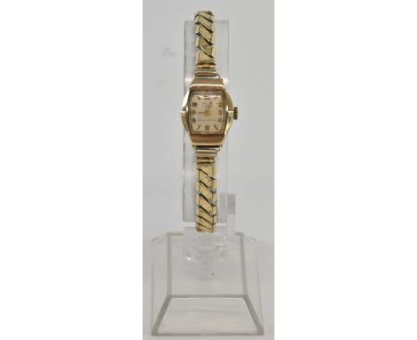 ORIOSA; a lady's 9ct yellow gold cased Incabloc anti-magnetic wristwatch, with 17 jewel movement, on stainless steel gold pla