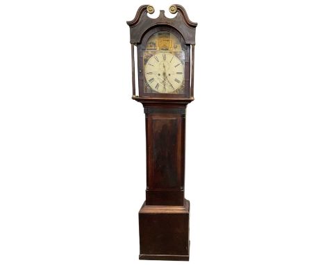W C WATTERS OF MILNATHORT; a mid to late 19th century mahogany cased eight day longcase clock, the white painted dial set wit